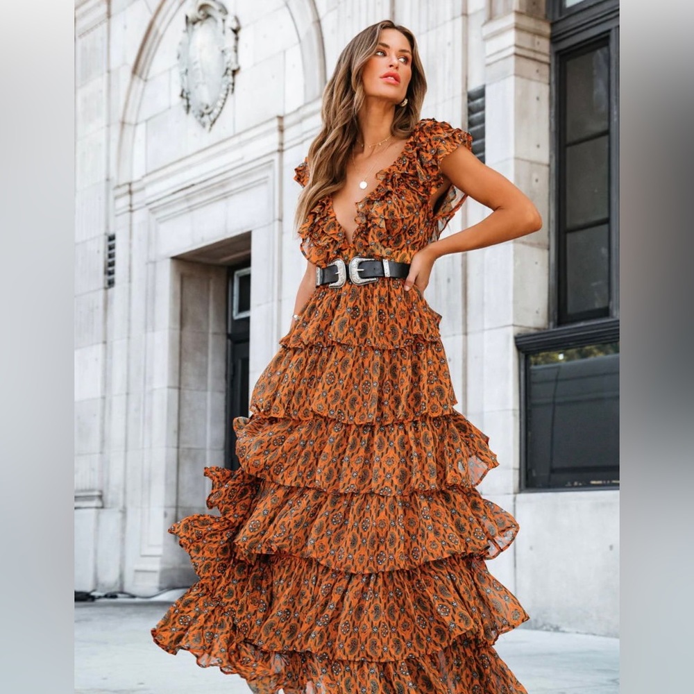 Vici Dolls Desert Queen printed tiered maxi dress!